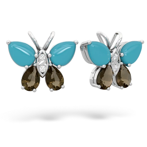 turquoise-smoky quartz butterfly earrings
