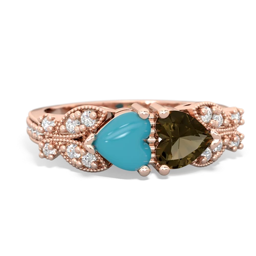 turquoise-smoky quartz keepsake butterfly ring
