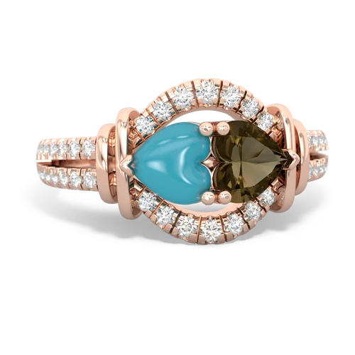 turquoise-smoky quartz pave keepsake ring
