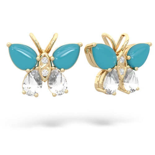 turquoise-white topaz butterfly earrings