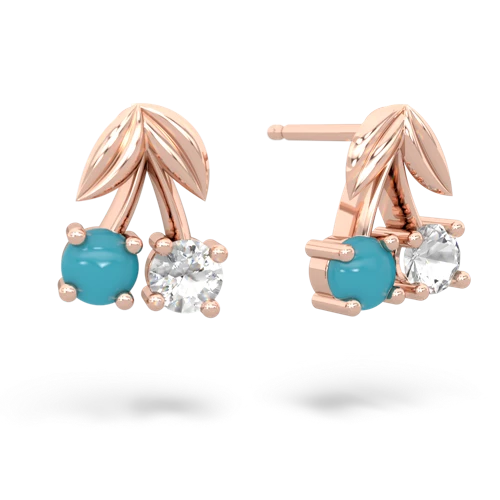 turquoise-white topaz cherries earrings