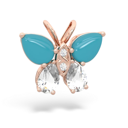 turquoise-white topaz butterfly pendant