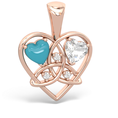 turquoise-white topaz celtic heart pendant