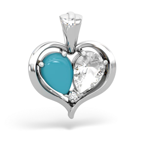 turquoise-white topaz half heart whole pendant