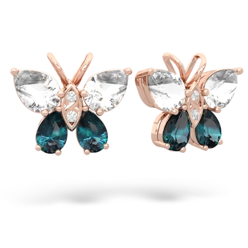white topaz-alexandrite butterfly earrings