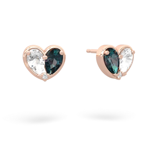 white topaz-alexandrite one heart earrings