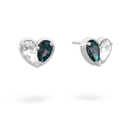 white topaz-alexandrite one heart earrings