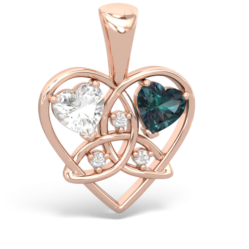 white topaz-alexandrite celtic heart pendant