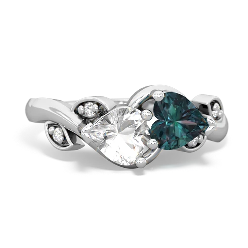 white topaz-alexandrite floral keepsake ring