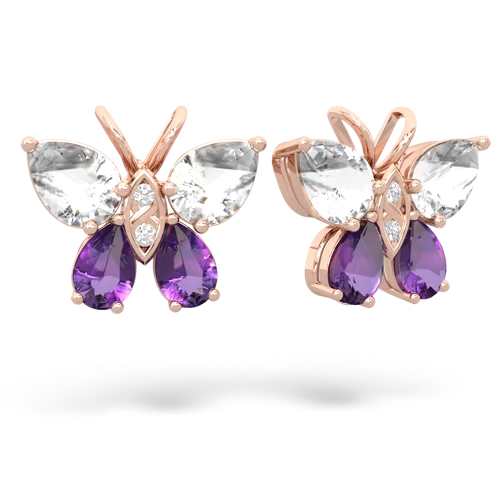 white topaz-amethyst butterfly earrings