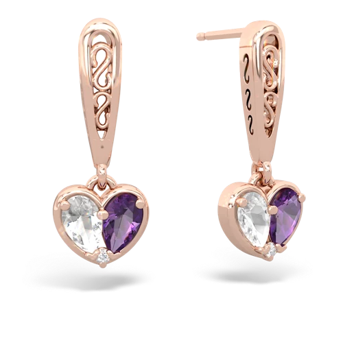 white topaz-amethyst filligree earrings