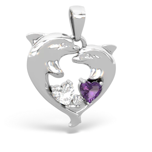 white topaz-amethyst dolphins pendant