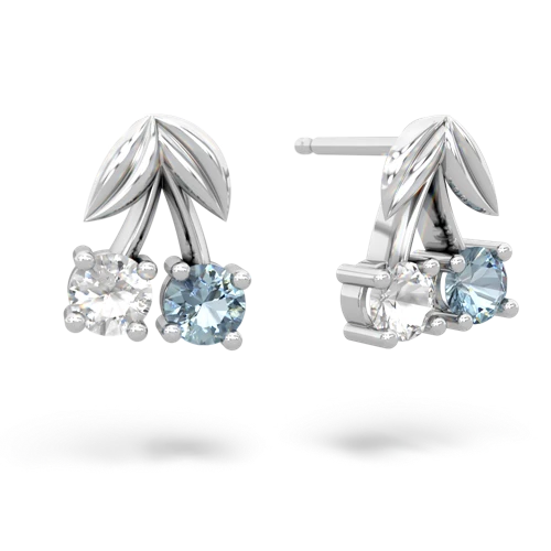 white topaz-aquamarine cherries earrings