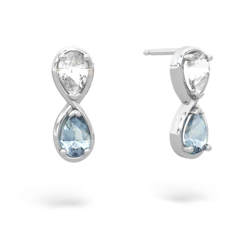 white topaz-aquamarine infinity earrings
