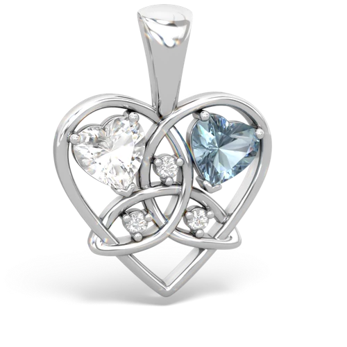 white topaz-aquamarine celtic heart pendant