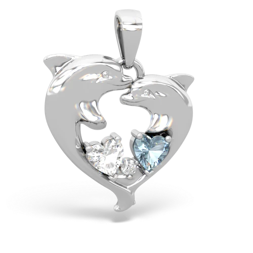 white topaz-aquamarine dolphins pendant