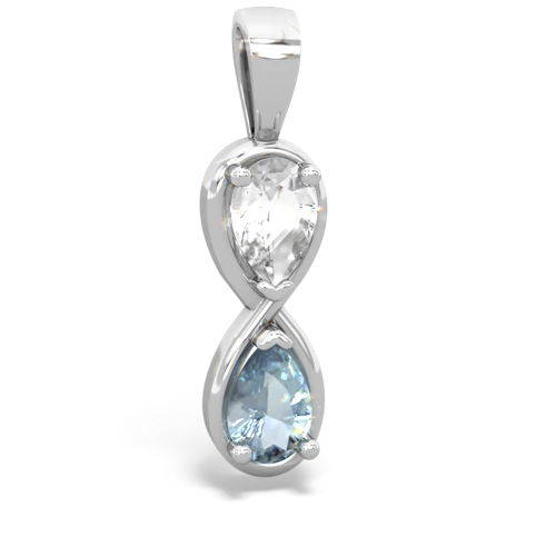 white topaz-aquamarine infinity pendant