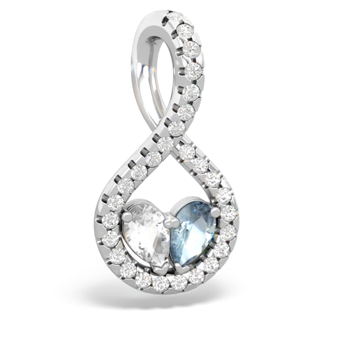 white topaz-aquamarine pave twist pendant