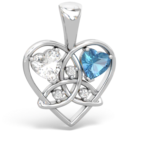 white topaz-blue topaz celtic heart pendant