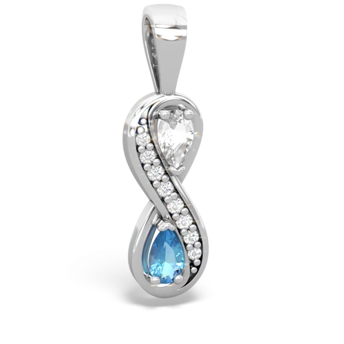 white topaz-blue topaz keepsake infinity pendant