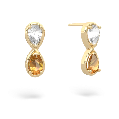 white topaz-citrine infinity earrings