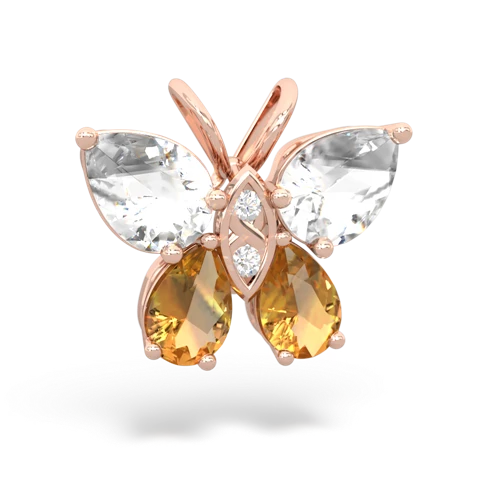 white topaz-citrine butterfly pendant