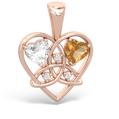 white topaz-citrine celtic heart pendant