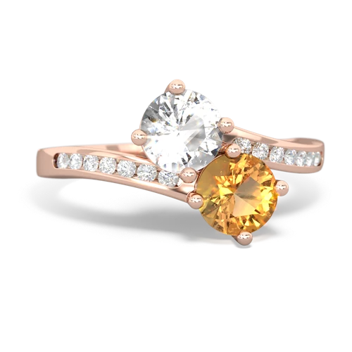 white topaz-citrine two stone channel ring