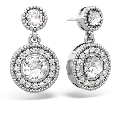 white topaz halo earrings