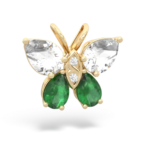 white topaz-emerald butterfly pendant