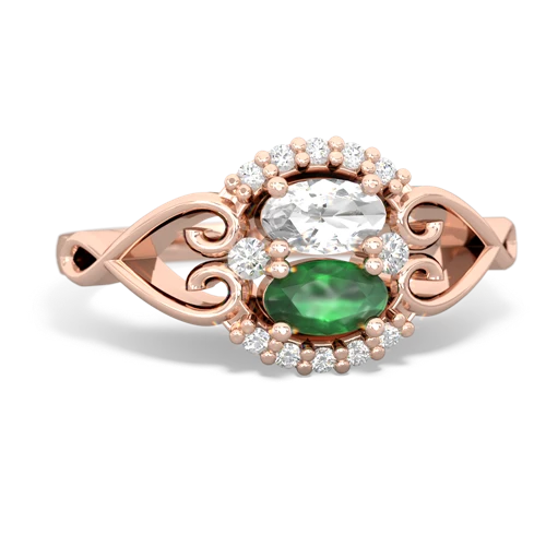 white topaz-emerald antique keepsake ring