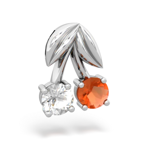 white topaz-fire opal cherries pendant