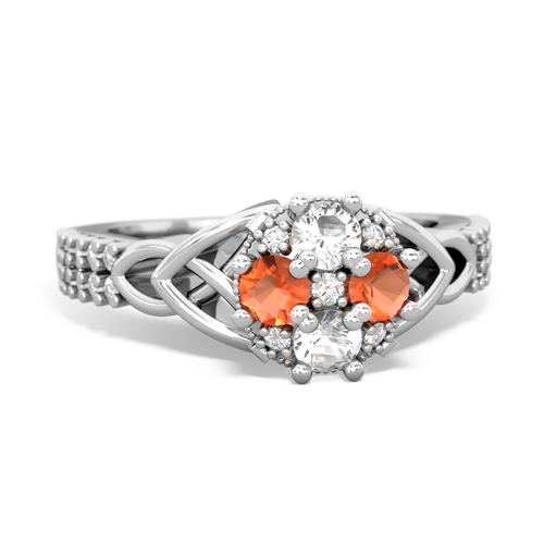 white topaz-fire opal engagement ring