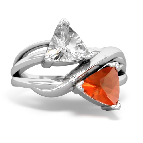 white topaz-fire opal filligree ring