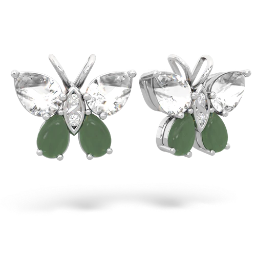 white topaz-jade butterfly earrings