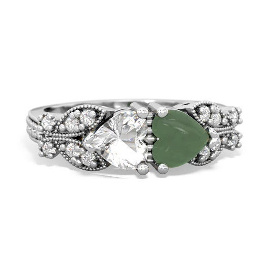 white topaz-jade keepsake butterfly ring