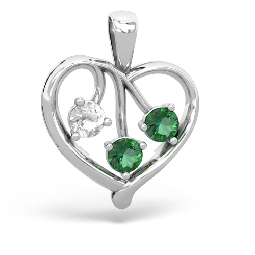white topaz-lab emerald love heart pendant