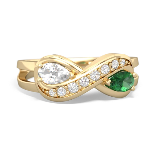white topaz-lab emerald diamond infinity ring