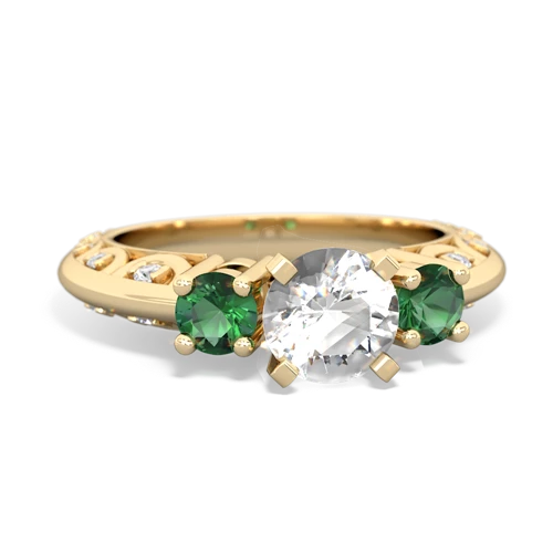 white topaz-lab emerald engagement ring