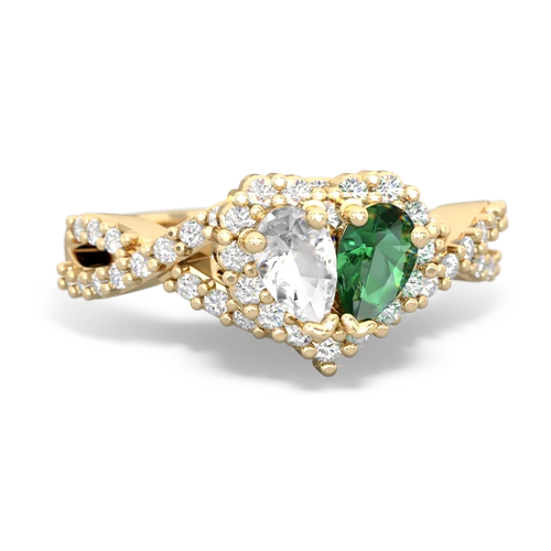 white topaz-lab emerald engagement ring