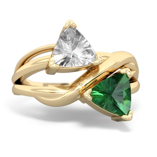 white topaz-lab emerald filligree ring