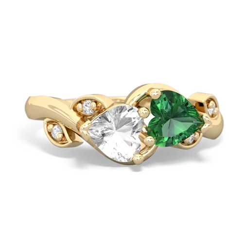 white topaz-lab emerald floral keepsake ring