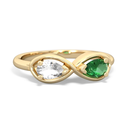 white topaz-lab emerald infinity ring