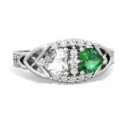 white topaz-lab emerald keepsake engagement ring