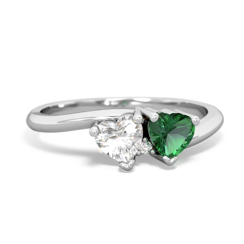 white topaz-lab emerald sweethearts promise ring