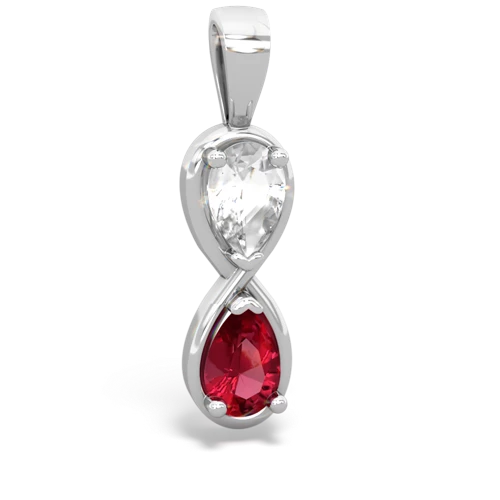 white topaz-lab ruby infinity pendant