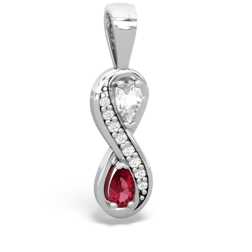 white topaz-lab ruby keepsake infinity pendant