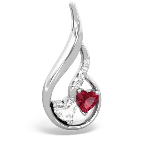 white topaz-lab ruby keepsake swirl pendant