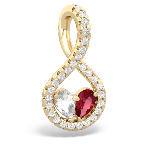 white topaz-lab ruby pave twist pendant