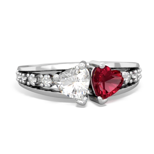 white topaz-lab ruby modern ring